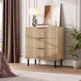 thumbnail image 1 of AKDSteel Commode Cannelée à 3 Tiroirs, Grand Commode en Bois, Commode de Rangement Moderne Organisateur avec Pattes en Métal et Dispositif Anti-Basculement pour Chambre Salon, 1 of 7
