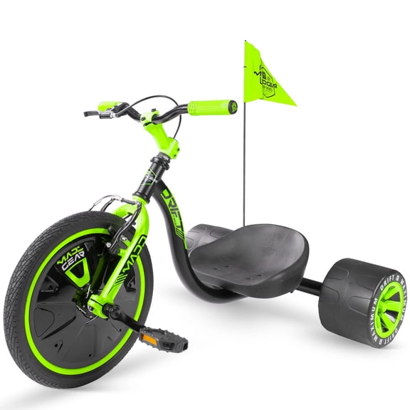 Madd Gear Drift Trike with Adjustable Seat for Ages 5 and up, Black/Green