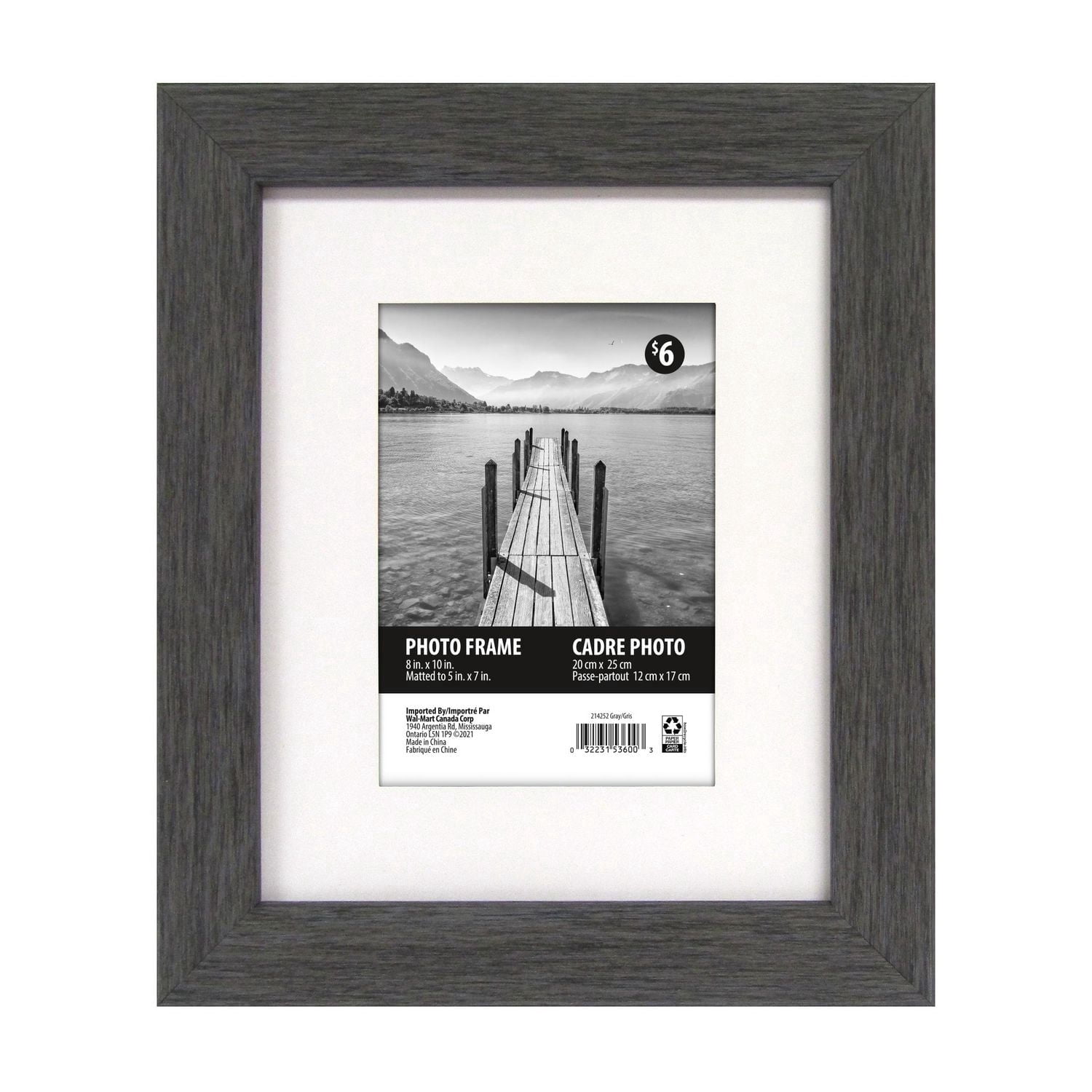 DesignOvation Tinta 8" x 10" Matted to 5" x 7" Dark Grey Tabletop Picture Frame