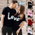 thumbnail image 1 of T-shirts Assortis pour Couple de la Saint-Valentin, Imprimé de Lettres, Col Rond, Tunique Décontractée à Manches Courtes, T-Shirt Léger, Confortable, Doux, Respirant, Mari Femme, Blouse, Tee, Noir, G, 1 of 5