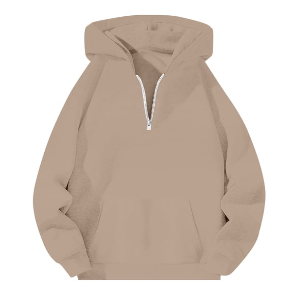 LUOGENLI Hoodies for Men Carhartt White Men's Quarter Zip Hoodie with Pocket Casual Loose Fit Pullover Sweatshirt for Fall Winter Comfortable Soft Fabric Non Stretch Khaki Size XXXL