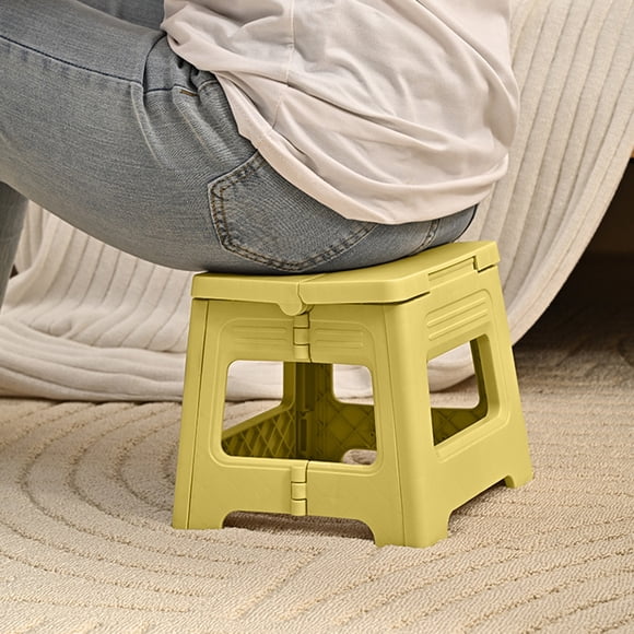 ZZkhGO Folding Stool with Handle, Space Saving Plastic Step Stool, Portable Small Stool for Home Outdoor Camping