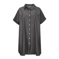 thumbnail image 4 of VEKDONE 2025 Liquidation Été Robes Chemise en Denim pour Femmes Manches Courtes Robe Midi en Jean Ample Boutonnée Décontractée Robe Droite Tunique, 4 of 8
