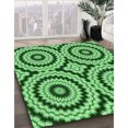 thumbnail image 3 of Ahgly Company Tapis d'Intérieur Lavable à la Machine, Carré, Transitionnel, Vert, Tapis de Zone, 6 Pieds Carré, 3 of 7