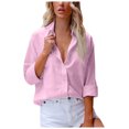 thumbnail image 1 of Chemise à Manches Longues Femme Chemise Unie Col en V Blouse Ample Manches Longues Tunique Décontractée de Travail avec Poche Robe à Manches Longues Femme Hauts Col en V pour Femme, 1 of 5