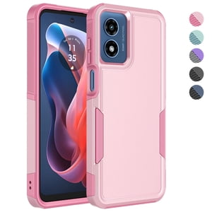 For Motorola Moto G Play 2024 Phone Case, Ebizware Dual Layer Shockproof Case Heavy Duty Full Body Protective Cell Phone Cover for Moto G Play 2024, Rose Gold