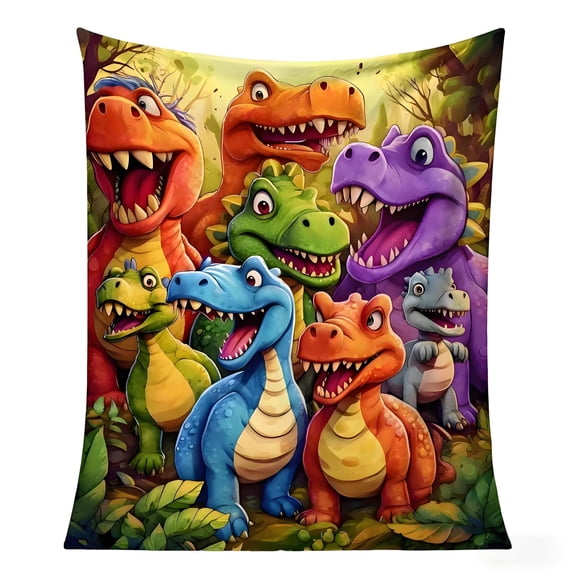 WMQPNNS Christmas Decor Soft Flannel Blanket Warm Cozy Throw for Adults Kids Dinosaur Pattern Nap Air Conditioning Comfort