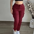 thumbnail image 4 of Women's Cargo Pants, Drawstring Elastic Waist Casual Pants with Pockets for Everyday, Work, Lounge, All Seasons, 4 of 4