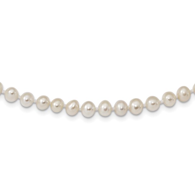 925 Sterling Silver Rhodium-Plated 5-6mm White Freshwater Cultured Pearl Necklace 20 Inch