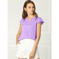thumbnail image 2 of INSPIRE CHIC Blouse Haut pour Femme à Col en V, de Travail Décontracté, à Manches Courtes, 2 of 6