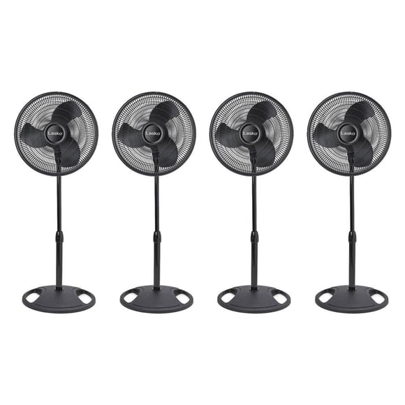 Lasko Ventilateur sur Pied Oscillant de 16 Pouces, 3 Vitesses Réglables, Noir (Lot de 4)
