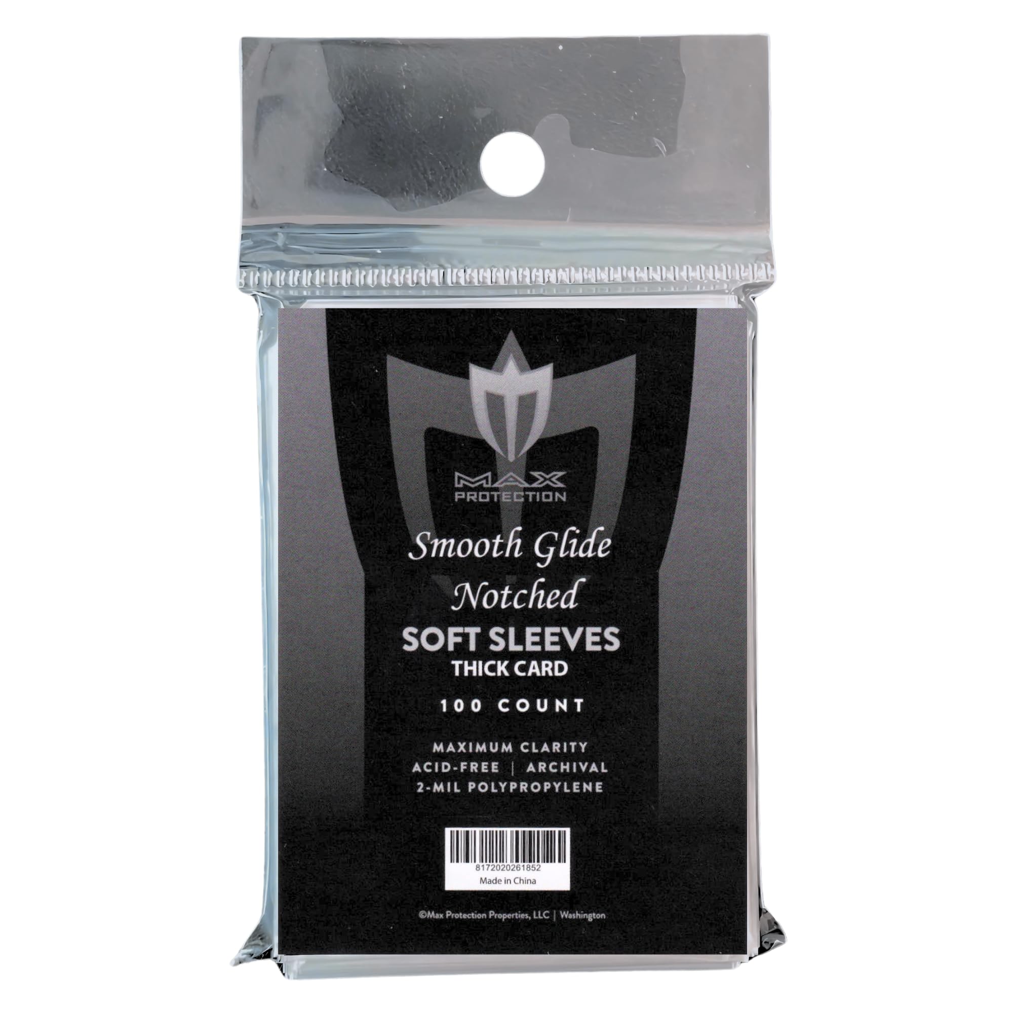 Max Protection Notched Penny Sleeves - Archival-Safe, Acid-Free Soft Sleeves for Crystal Clear Vintage/Modern Sports Cards - Thick Card Sleeves for Trading/Patch Cards - Prevent Corner Dings, 10000 ct