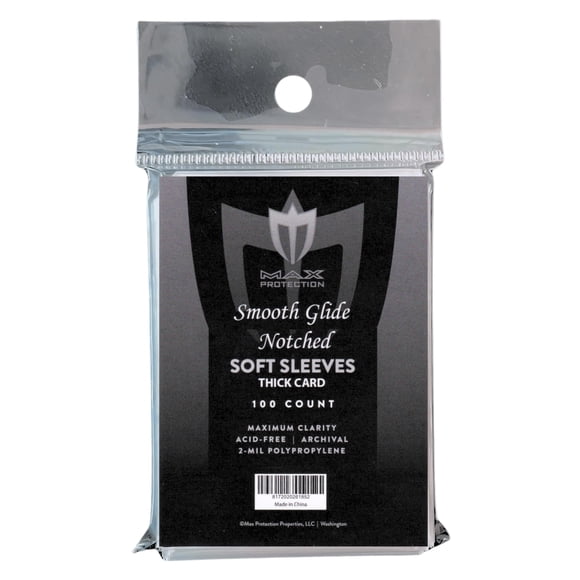 Max Protection Notched Penny Sleeves - Archival-Safe, Acid-Free Soft Sleeves for Crystal Clear Vintage/Modern Sports Cards - Thick Card Sleeves for Trading/Patch Cards - Prevent Corner Dings, 10000 ct