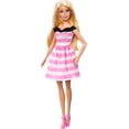 thumbnail image 1 of Mattel - Poupée Mode 65e Anniversaire Barbie avec Cheveux Blonds, Robe Rayée Rose et Accessoires, 1 of 6