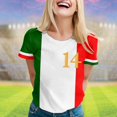 thumbnail image 2 of WEIYLL Womens T-Shirts European Cup Italy Printed Patchwork White Tees Sizes M, 2 of 4