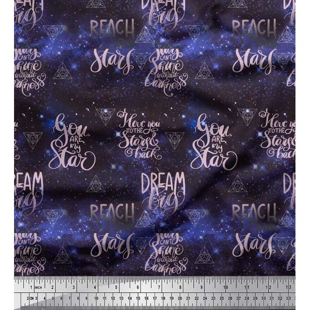 Soimoi Cotton Poplin Fabric Text & Sacred Geometry Galaxy Print Fabric by the Yard 42 Inch Wide