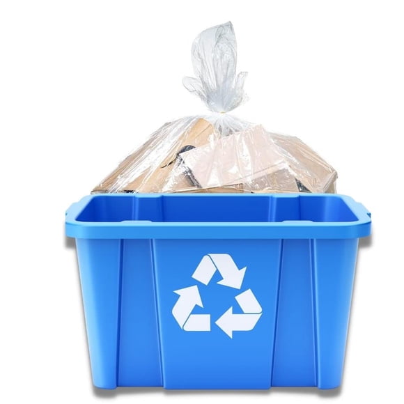 Plasticplace 14 Gallon Clear Recycling Trash Bags │ 1.2 Mil Garbage Can Liners │ 21"x16"x27’’ (200 Count), R14121CL