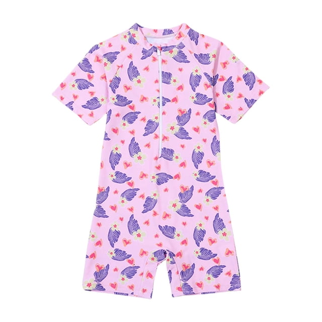 Girls Rash Guard Bathing Suits Hawaiian Ruffle Sun Protection Long Sleeve Toddler Bathing Suit XXXXXL Girl Fashion