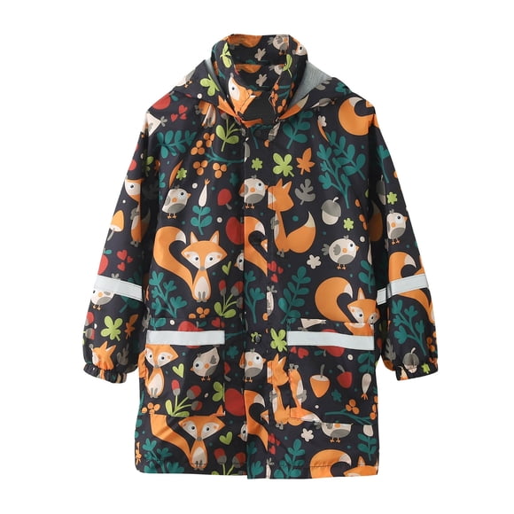 Girls Size 12 Raincoat Cat And Rain Coats Children Kids Boys Girls Hooded Cartoon Print Rain Dungarees Windproof Outwear Raincoat Trench Coat Hoodies Clothes 2-11Y