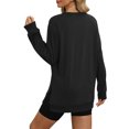 thumbnail image 4 of Timegard Chandails pour Femmes Col Rond Fendu sur le Côté Chandail Ample Automne Hiver Manches Longues, 4 of 7