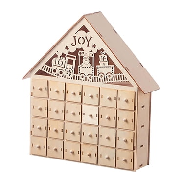 24 Day Advent Calendar Decorated Christmas Advent Calendar Drawers Reusable 24 Days Wooden Advent Calendar Decoration for Living Room