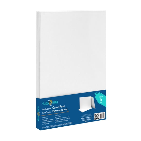Hello Hobby Canvas Panels 5 pack 9 in. X 12 in. Each, for All Skill Levels