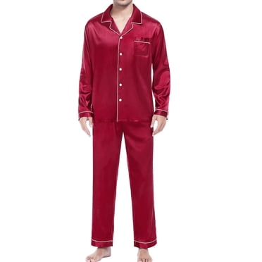 Kcodviy Women's Casual Pyjamas Long Sleep Slip Dress Sleeve Blouse Button Silk Women Night Sleepwear Satin Two Piece Sleepwear Night Gowns for Women Plus Size Suit Pant Pyjama