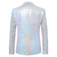 thumbnail image 3 of White Mens Sequin Bling Glitter Basic Jacket Blazer Outfit for Man Work Office Formal Prom Party Gowns Evening Modest Concert Fall Winter Button 2025 Clothing Fashion M, 3 of 3