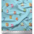 thumbnail image 1 of Soimoi Modal Satin Fabric Numbers & Alphabets Text Printed Craft Fabric by The Yard 42 Inch Wide, 1 of 3