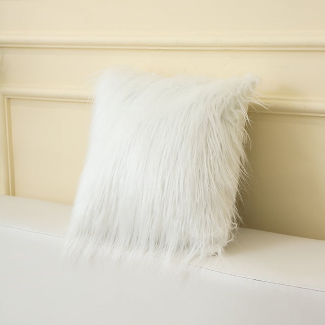 Cqxid Pillow Case Under $10 Style Modern Simple Net Red Imitation Beach Wool Solid Color Long Hair Pillow Case Cushion