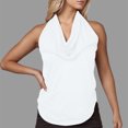 thumbnail image 2 of Liquidation d'Économies! Hauts pour Femmes Grande Taille, Blouse d'Été à Manches Courtes pour Femmes, Haut d'Été Uni Décontracté Sans Manches à Encolure Nouée pour Femme, 2 of 5