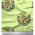 thumbnail image 1 of Soimoi Polyester Crepe Fabric Leaves & Floral Block Printed Fabric 1 Yard 52 Inch Wide, 1 of 3