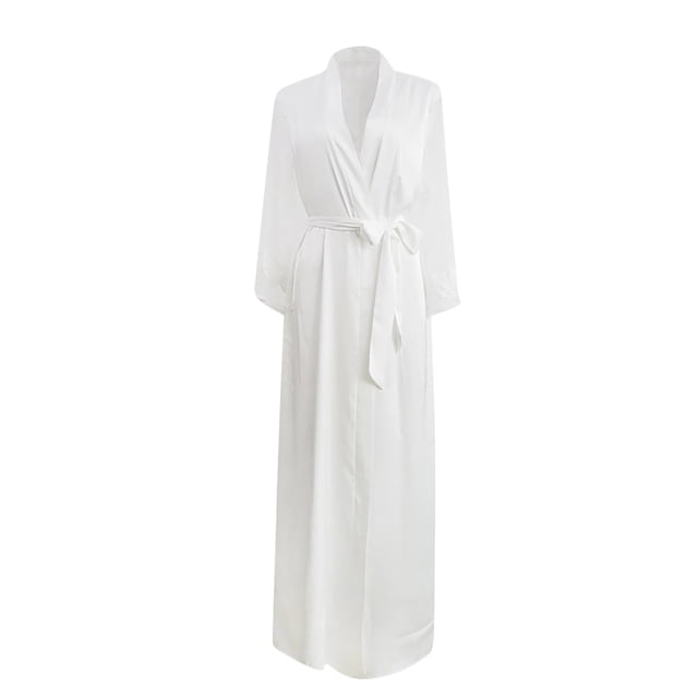 MeetoTime Pyjama pour Femmes Robe Aguichant Robe en Satin Dentelle Patchwork Nuisette à Manches Longues Camisole Ensemble de Chemise de Nuit