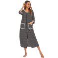 thumbnail image 4 of Dalazy Robe de Nuit Femme Décontractée Manches Longues Double Poche Fermeture Éclair Automne Hiver Robe de Maison Vêtements de Nuit Noir P, 4 of 6