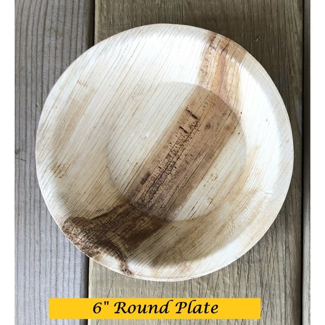 Bio Mart Leaf Tableware/100% Natural-Eco-friendly/Re-usable/Elegant/Compostable/Disposable/Biodegradable/Party,Wedding,BBQPlates & Bowls- 6" Round Pie Plate - Bowls - Pack of 10 or 30