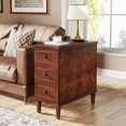 thumbnail image 1 of Tribesigns Solid Wood End Table, Fully Assembled Narrow Side Table with Drawers, Pre-Assembled Nightstand Slim Bedside Table for Small Spaces, Living Room, Bedroom, Brown, 1 of 8