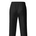 thumbnail image 3 of MAWCLOS Mens Trousers Drawstring Pants Solid Color Bottoms Fitted Home Elastic Waist Loungewear Black M, 3 of 4