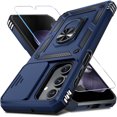thumbnail image 1 of KOMI Compatible with Samsung Galaxy A16 5G Case Built in Slide Camera Lens Cover+Screen Protector+Finger Ring Holder Kickstand,Heavy Duty Shockproof Full Body Phone Cover,2025 Blue, 1 of 5