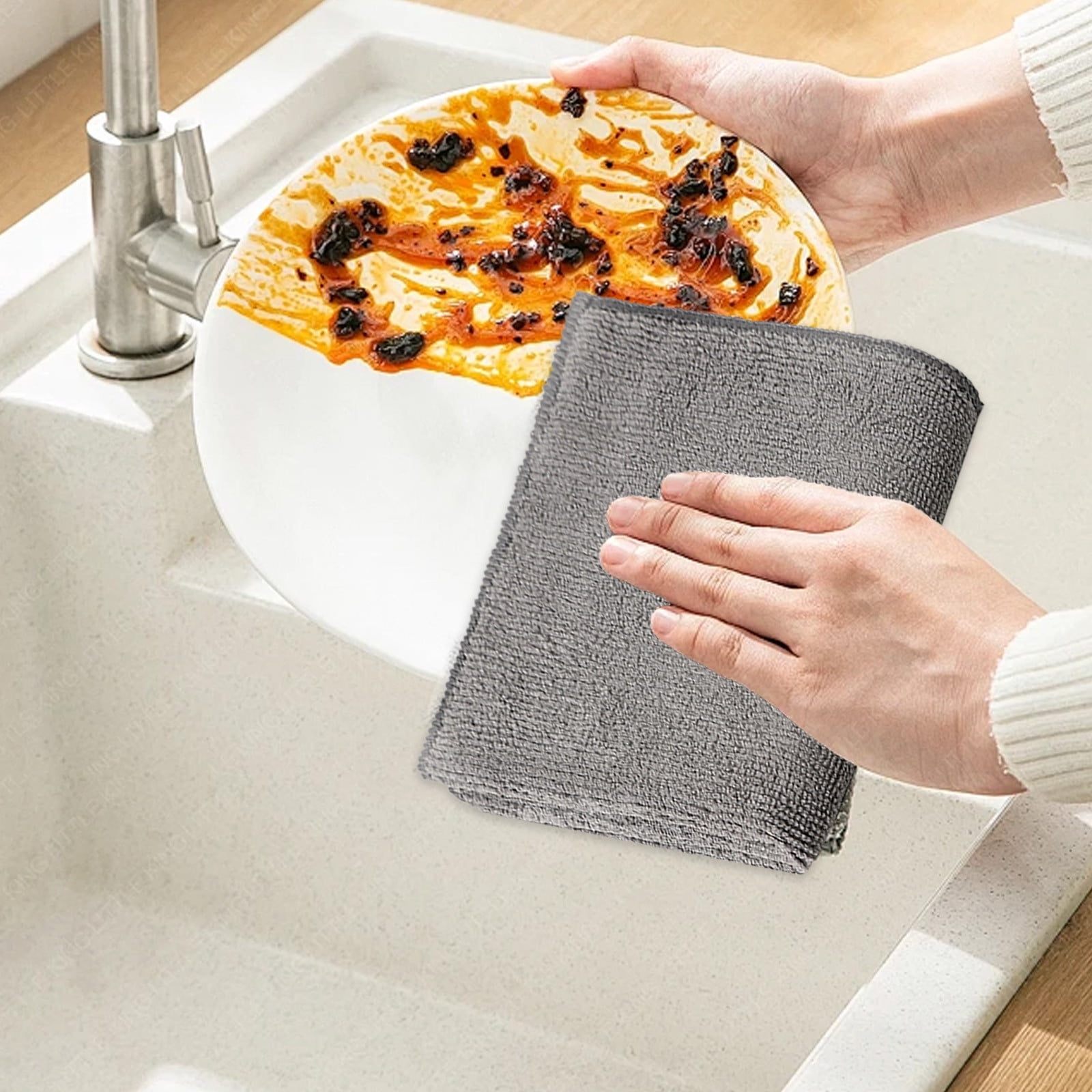 PRETXORVE Thickened Rags Kitchen Dishcloths Absorbent Wiping Table Wiping Car Cleaning Towel