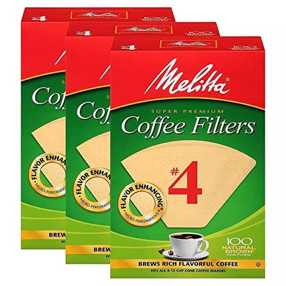 Melitta Filtres à Café en Forme de Cône, Brun Naturel No 4, 300 Unités (Lot de 3)