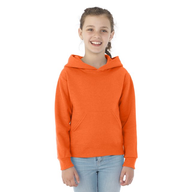 Jerzees Youth NuBlend Pull Over Hooded Sweatshirt, L, Safety Orange