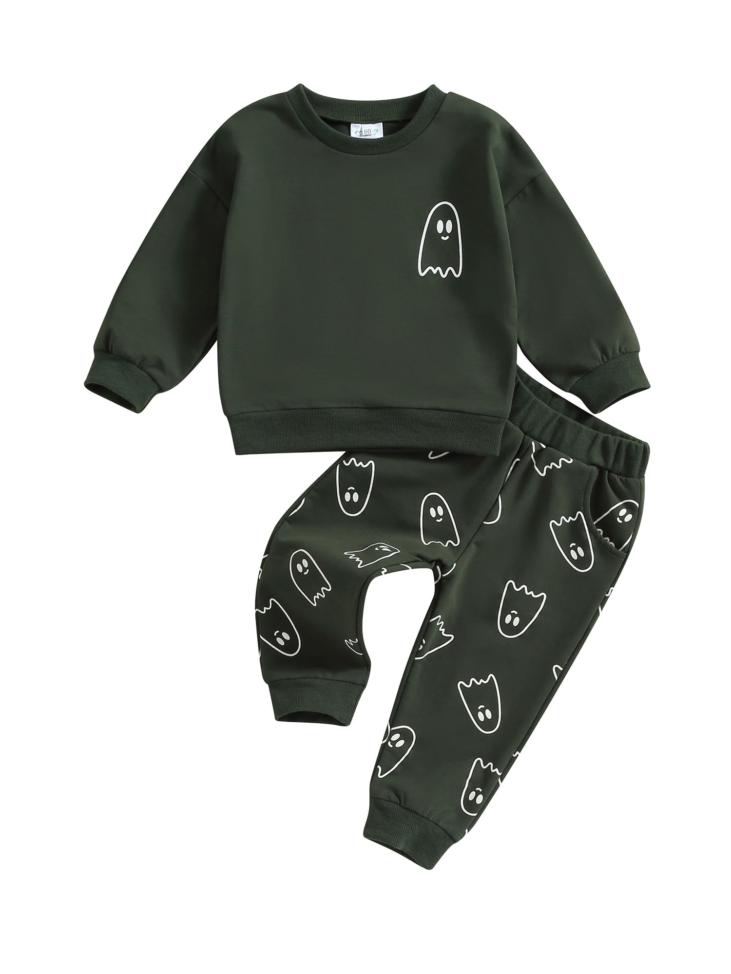 SUNSIOM Ensembles d'Automne pour Tout-Petits Filles Garçons, Imprimé Ghost, Chandails à Col Rond à Manches Longues et Pantalons Longs, Ensemble de Vêtements d'Halloween 2 Pcs