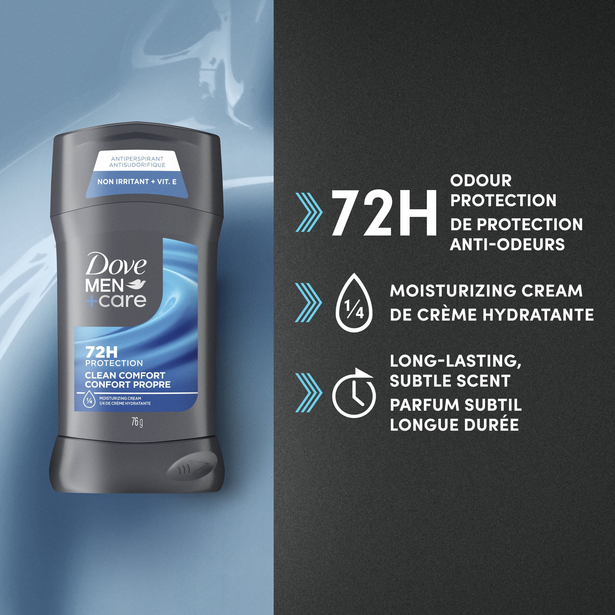 Dove Men+Care Antisudorifique en Bâton Protection 72 H Confort Propre, 76 g