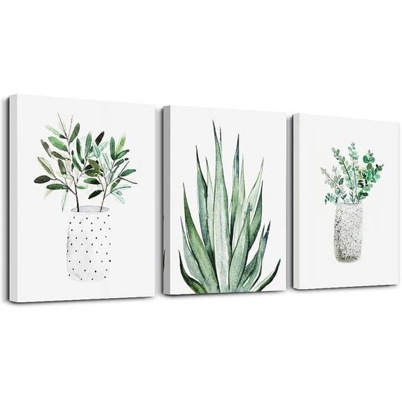farmhouse Wall Art painting for dining room bathroom Abstract Canvas art family Wall decor for Bedroom kitchen Wall Decoration Living Room decor art Green Leaf pictures Artwork for home walls 3 piece