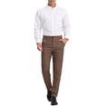thumbnail image 2 of INSPIRE CHIC Men's Casual Geometric Printed Color Block Flat Front Dress Pants 34 Brown, 2 of 7