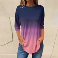 thumbnail image 1 of Pxiakgy Vente Chaude!! T-Shirts à Manches Longues Col Rond pour Femmes Printemps Automne Tie Dye Hauts Amples Tunique Décontractée Blouse Col Printemps Tunique Imprimée Décontractée T-Shirts Trois Quarts Hauts pour Femmes Violet S, 1 of 5