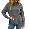 thumbnail image 1 of FAIWAD Womens Sweatshirts Crew Neck Long Sleeve Colorblock Side Slit Pullover Tops Casual Oversized Outfits, 1 of 7