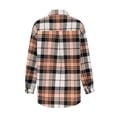 thumbnail image 4 of Pompotops Mode Femmes Poches Décontractées Imprimé Manches Longues Tops Veste Plaid Manteau Clair, 4 of 5
