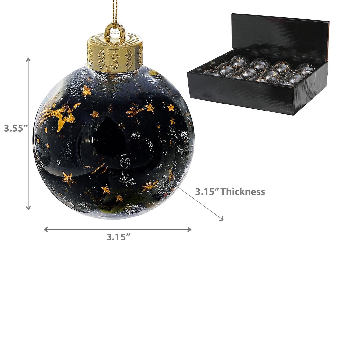 Ornements De Noël Avec Maille Noire Et Or - Ensemble De 12
