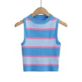 thumbnail image 3 of Dealovy Débardeurs pour Femmes Été Côtelé Court Ajusté Rayé Sans Manches Col Rond T-Shirts, 3 of 4